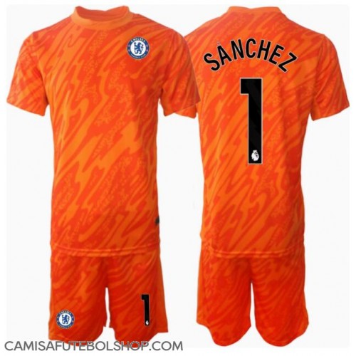 Camisa de time de futebol Chelsea Robert Sanchez #1 Goleiro Replicas 1º Equipamento Infantil 2024-25 Manga Curta (+ Calças curtas)